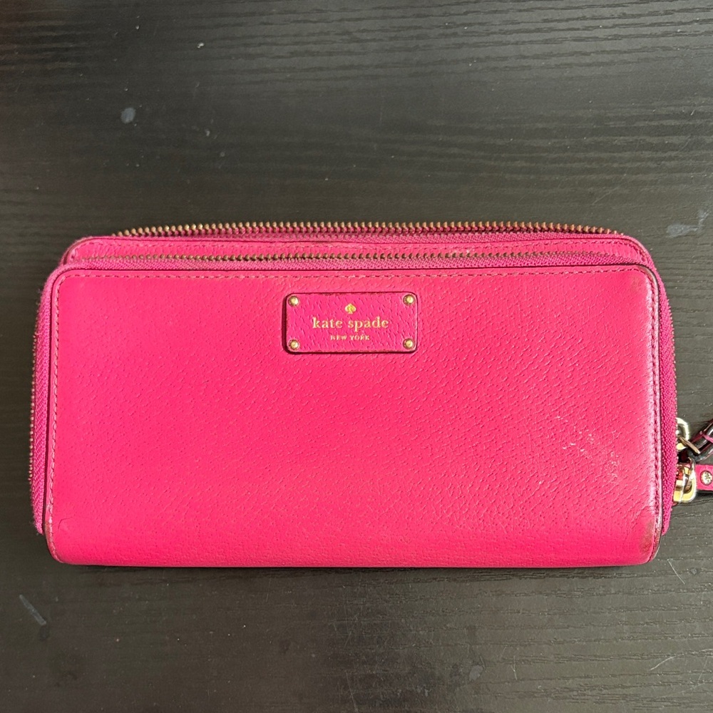 kate spade hot pink wristlet clutch